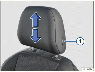 Fig. 1 Adjusting the front head restraint (general example).