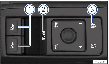 Fig. 1 In the driver door: Buttons for the front and rear power windows.