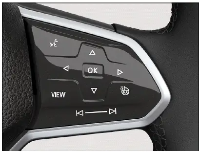 Fig. 1 Right-hand side of the multi-function steering wheel: operating the digital instrument cluster (general example).