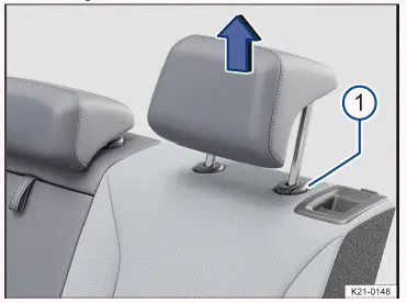 Fig. 2 Removing the rear head restraint (general example).