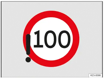 Fig. 1 In the instrument cluster display: detection of the maximum speed limit being exceeded (general example).